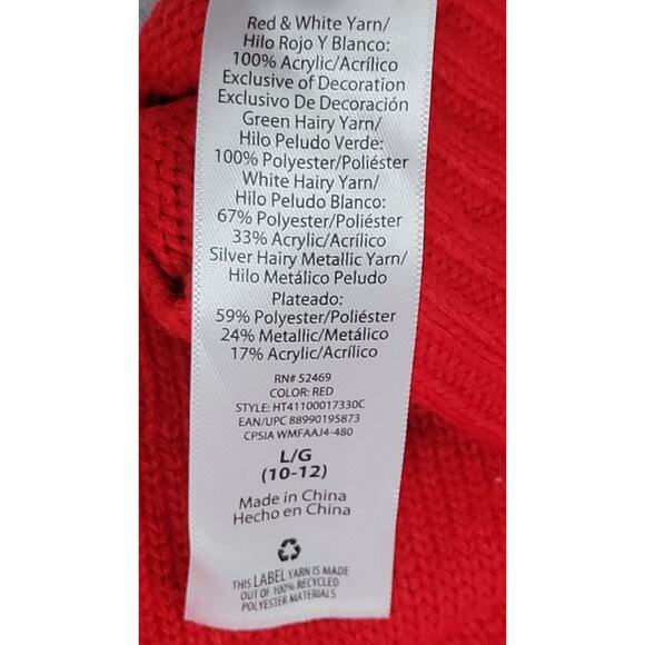 Holiday time 3D Embellished Christmas Sweater Skating Reindeer Girls L (10-12) - Picture 5 of 6